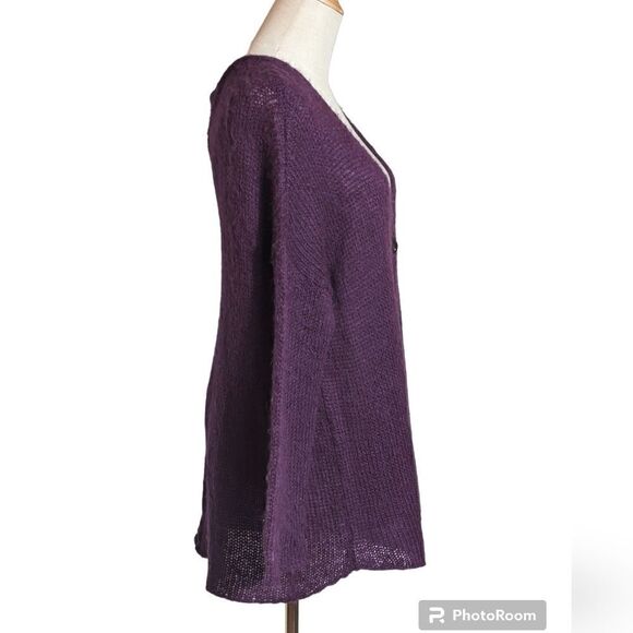 Wooden Ships Purple Mohair Blend Cardigan Sweater - Picture 6 of 8